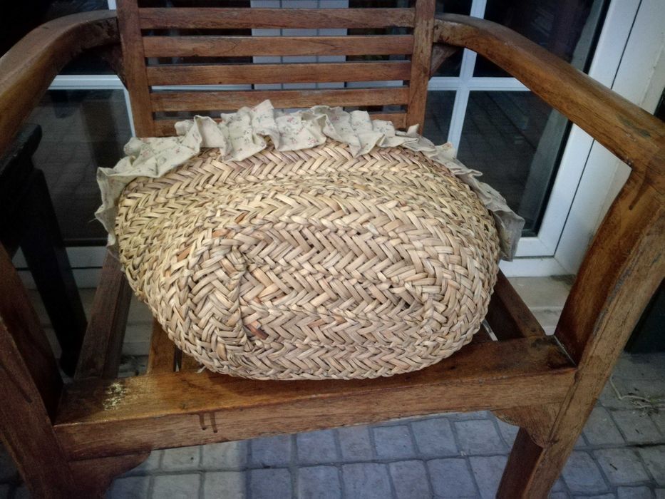 Cesta mala bolsa sacola de verga com aplicação e alças com tecido