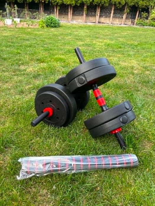 Hantle regulowane 20kg 2x10kg bitumiczne  Hantle + Sztanga Gryfy NOWE