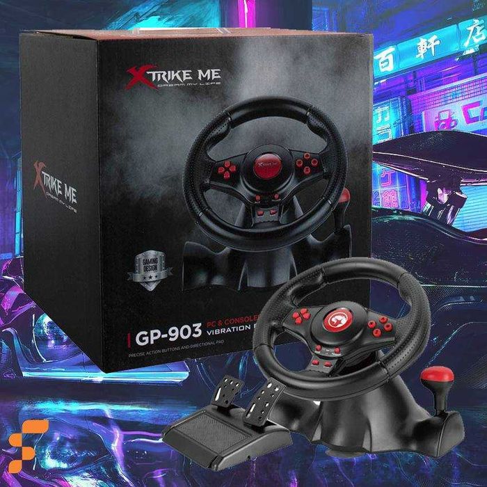 Ігрове кермо з педалями  XTRIKE ME GP-903 Game Racing Wheel 180°