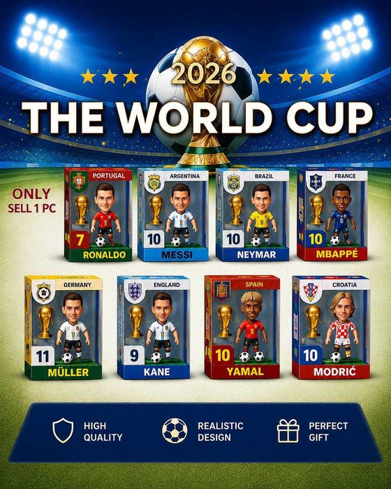 Опт/роздріб. Колекційна фігурка фуболіста World Cup 2026. Ronaldo.Messi.Neymar.Kane.Yamal. Modric