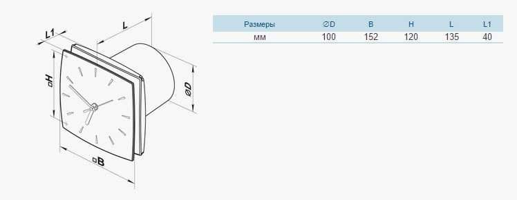 Вентилятор Вентс 100 ЛД Фреш Тайм з кварцевим годинником