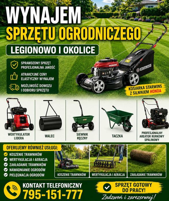 Wynajem sprzętu ogrodniczego plus usługa