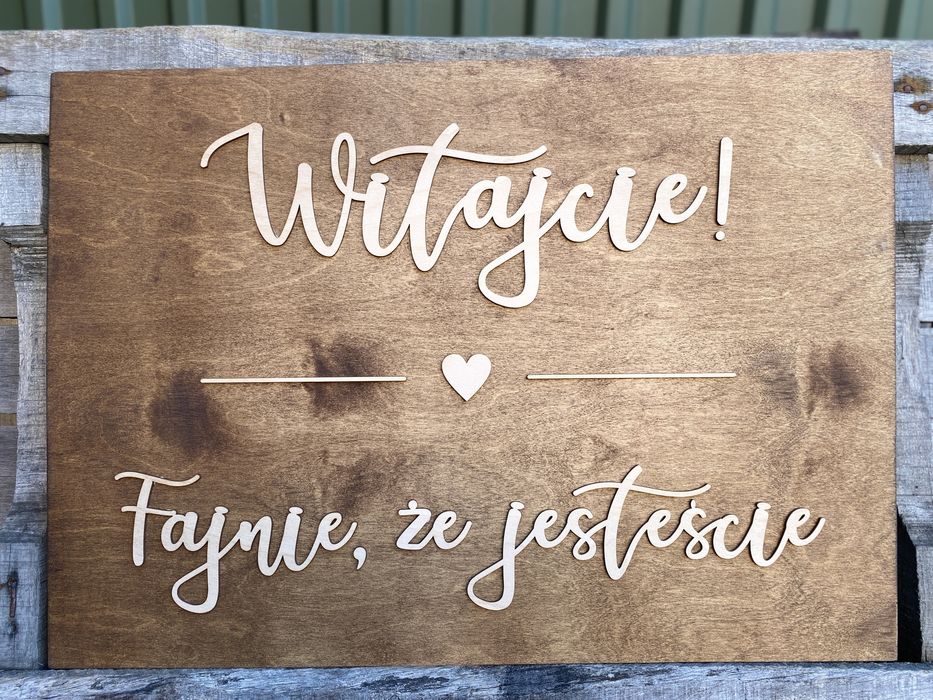 Tablica powitalna rustykalna na wesele ślub boho