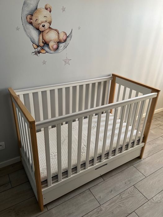Łóżeczko dziecięce 120x60 z szufladą + materac Rucken