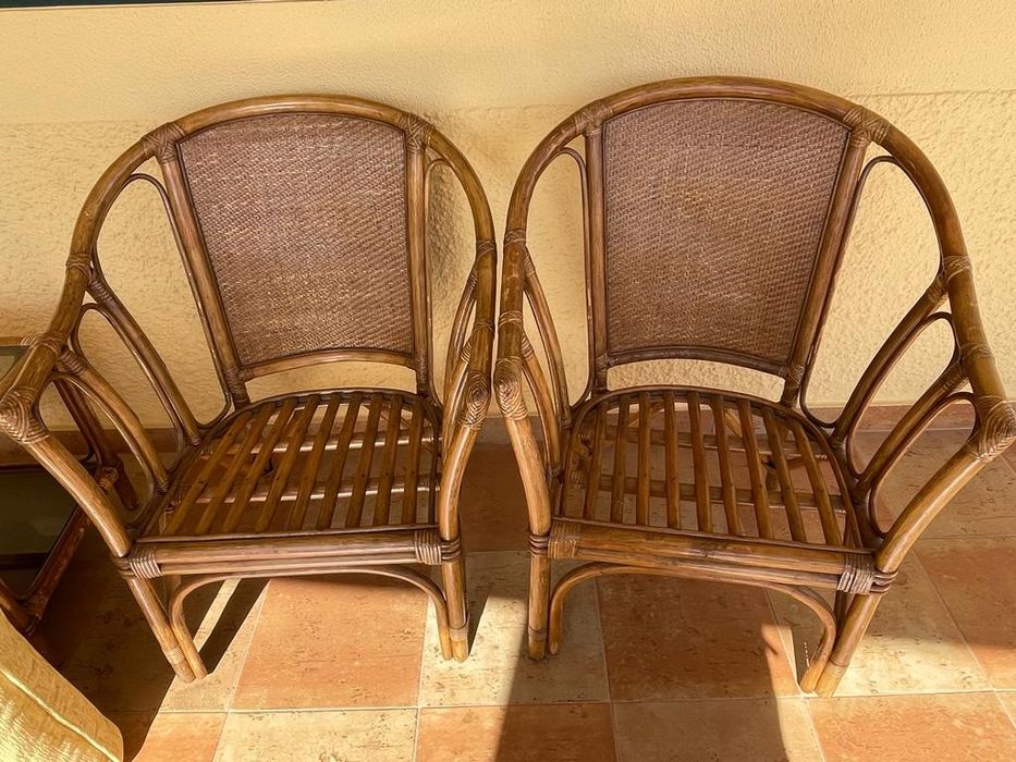 Conjunto 3 cadeiras bambu