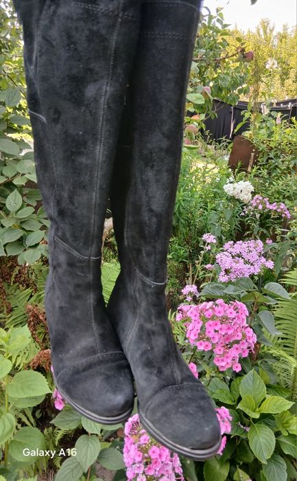 Сапожки замшеві,натуральні,ботфоиди 37р.