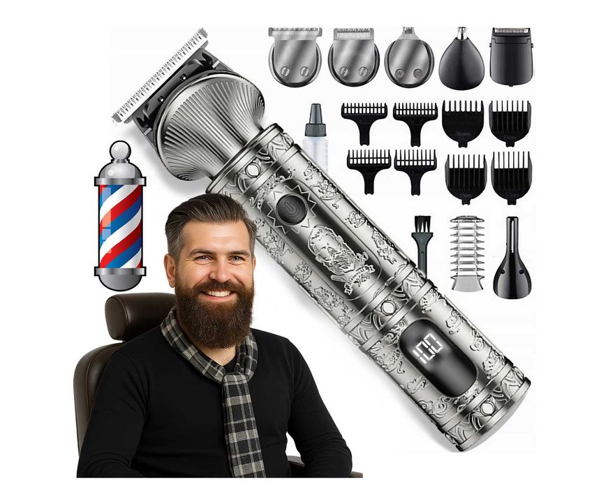 Maszynka Trymer ZILAN 16w1 Broda Włosy Ciało LCD USB Etui