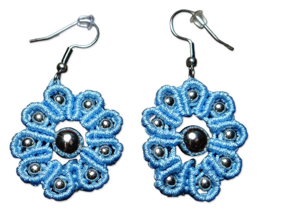 Lekkie kolczyki ze sznurka, makrama, handmade, stal nierdzewna