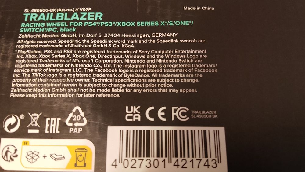 Ігрове кермо Speedlink Trailblazer PS4/PS3/Xbox/PC + педалі + коробка
