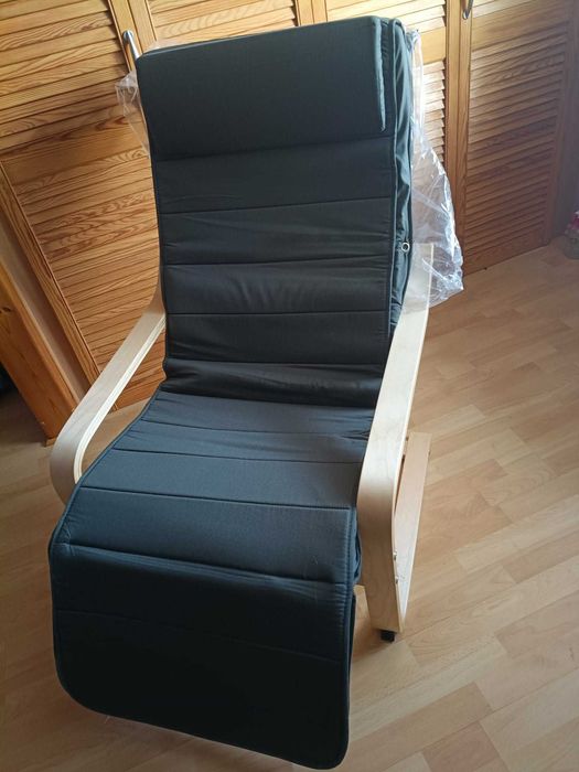 Fotel skandynawski z 5-stopniowym podnóżkiem antracyt