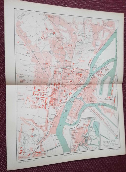 Szczecin  oryginalny XIX w. plan miasta do aranżacji wnętrza