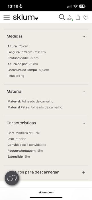 Mesa jantar madeira extensivel SKLUM