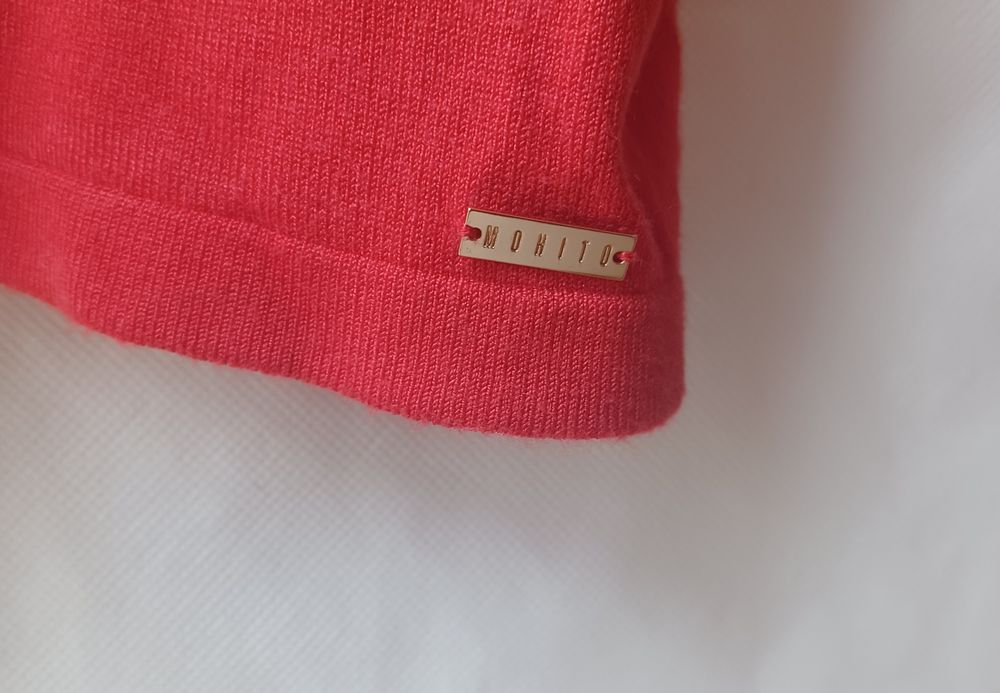 Mohito piękny czerwony sweter sweterek S kołnierzyk XS 34 elegancki