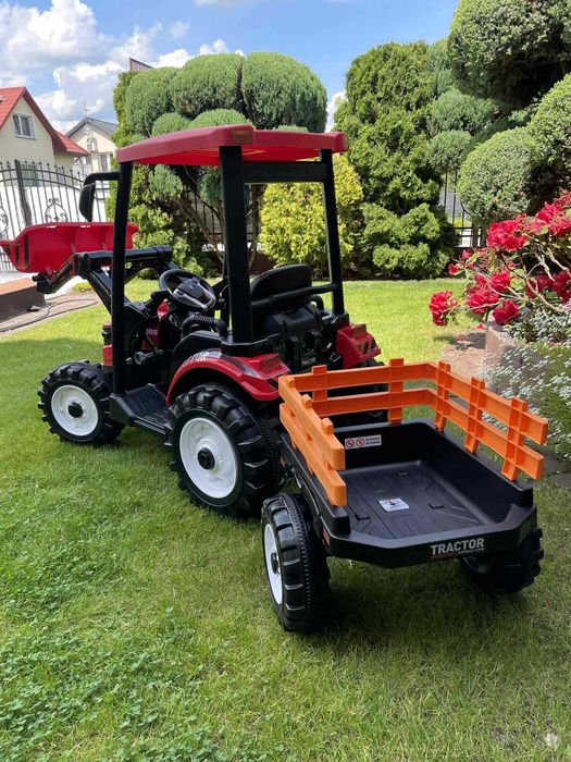 Olbrzymi Traktor na akumulator z przyczepą 24V 400 W PILOT KOPARKA TUR