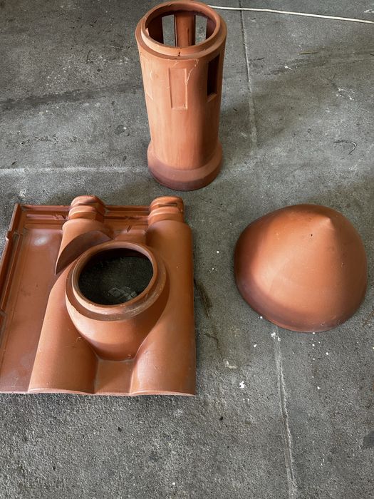 Conjunto chaminé ceramica - telha, tubo e chapéu