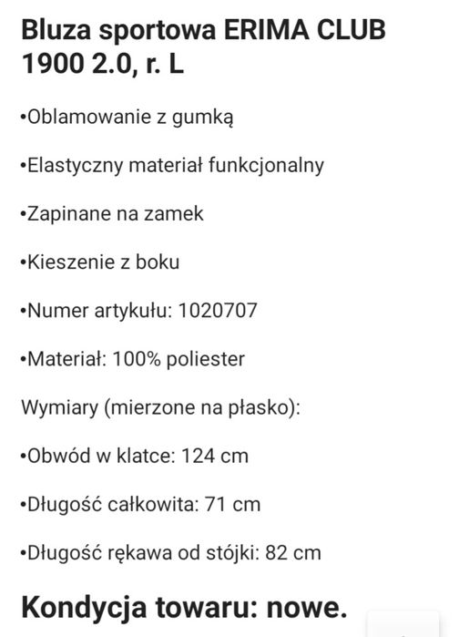Bluza sportowa piłkarska męska L XL XXL erima nowa -50%