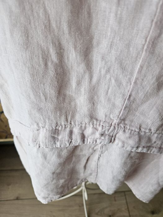 Lniana tunika damska bluzka oversize pudrowy róż Marisa Marie M 100% L