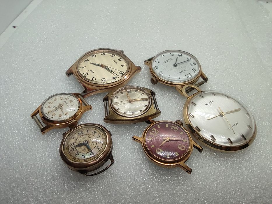 Zegarek Zaria/Swiss vintage złocone 7szt