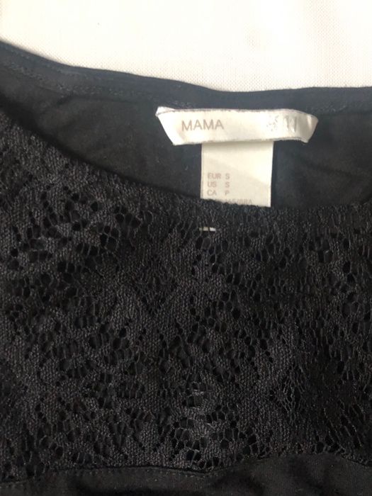 Koszulka, bluzka, tshirt bez rekawow, HM MAMA, czarny z koronka, rozmS