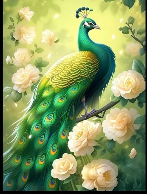 Набор для алмазной вышивки Павлин, павлинье перо