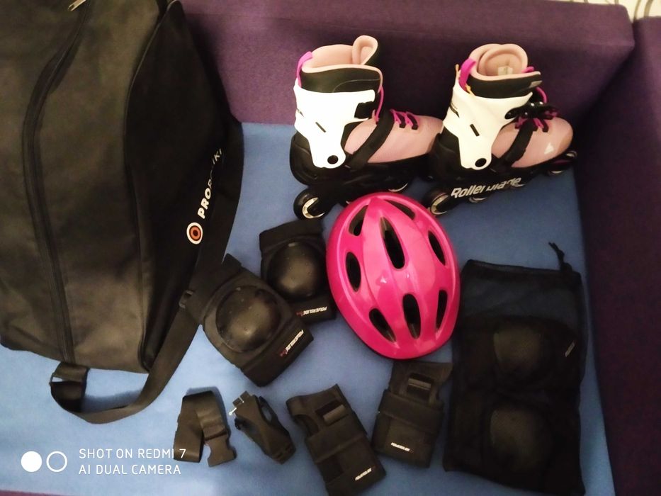 Роликовые коньки раздвижные + защита / 5 предм. /+ сумка. Rollerblade