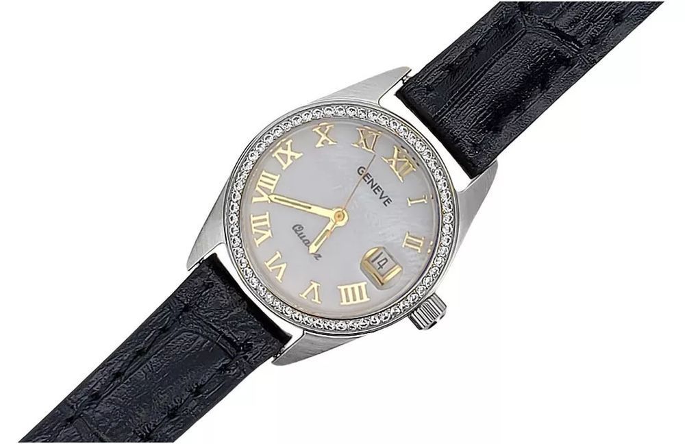 Zegarek damski z białego złota 14K na pasku z diamentami lwd078wdpr Gd