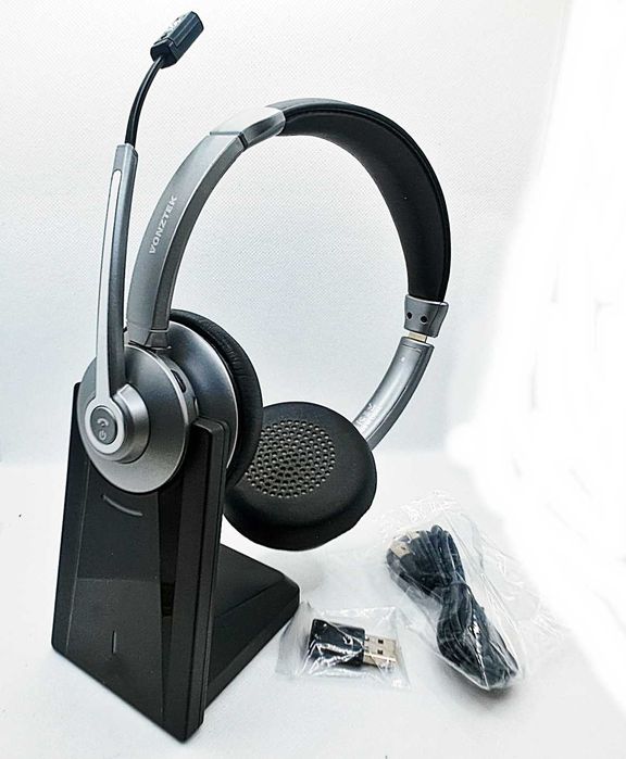 Słuchawki bezprzewodowe nauszne mikrofon szaro-czarne Bluetooth Stacja