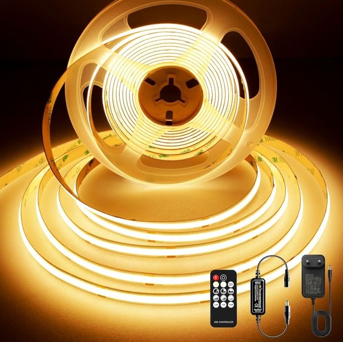 Taśma LED AXMOTUT 3m, Taśma LED COB, Ciepła biel 2700K, Taśma świetlna