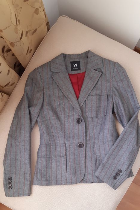Blazer de mulher cinza com listas bordeaux 36 LANIDOR