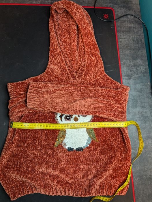 В'язана тепла ніжна кофта з совушкою для дівчинки 116-134 розмір