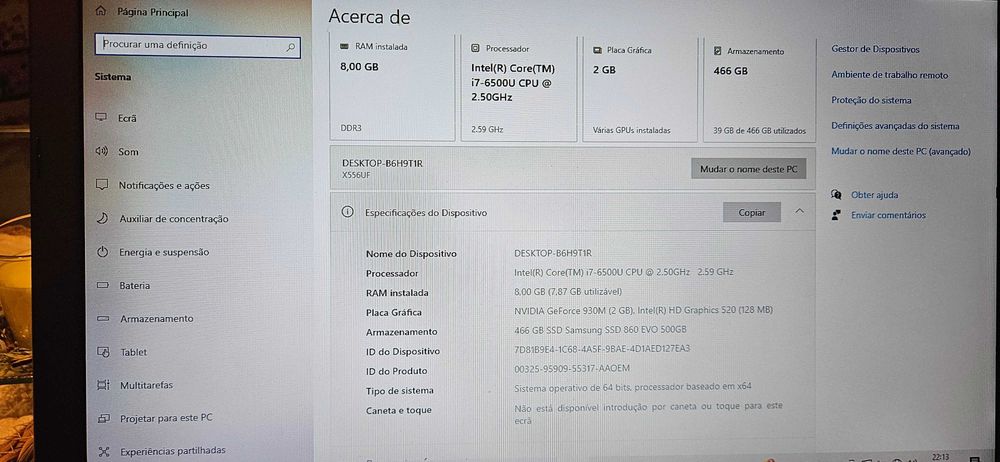 Portátil ASUS (Modelo X556UF) - Excelente estado e com SSD