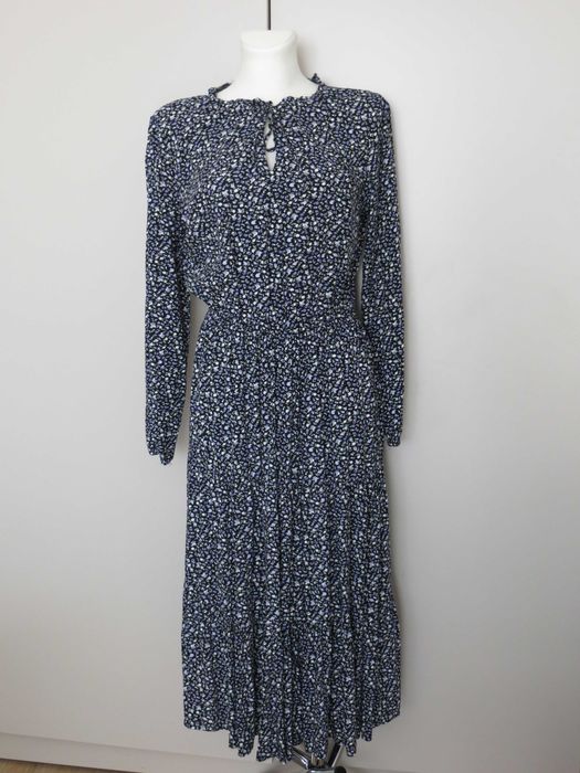 Czarno-fioletowa sukienka z falbanami Greenpoint rozmiar 38