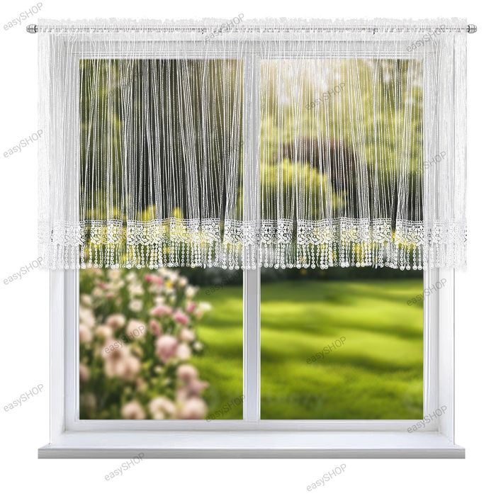 ‼️ WYPRZEDAŻ ‼️ Firana w prążki z gipiurą  80x200