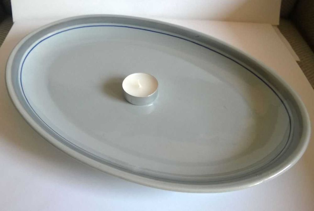 Duży półmisek owalny 33 cm szaroniebieski patera porcelit Pruszków