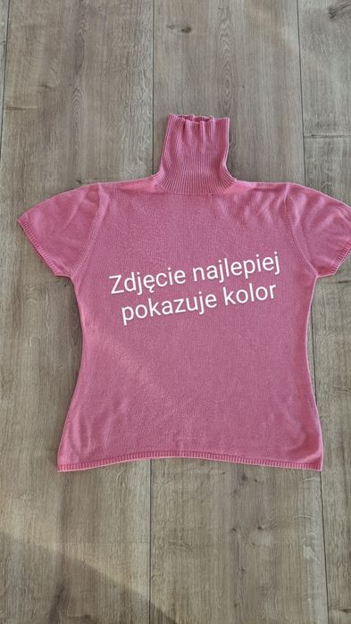 Golf pod marynarkę, krótki rękaw. 15% Kaszmir i 85% Jedwab. Rozmiar L