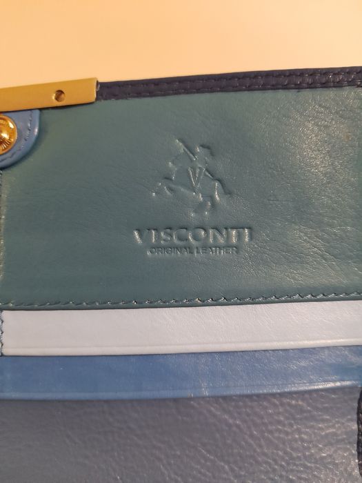 Шкіряний жіночий гаманець Visconti Британія синього кольору