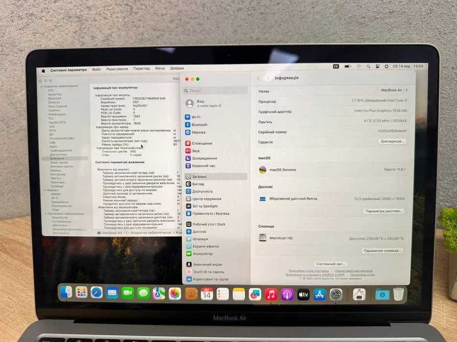 Macbook Air 13 і3 2020 Retina intel i3 16/8 256gb АКБ НОВА Макбук Аір