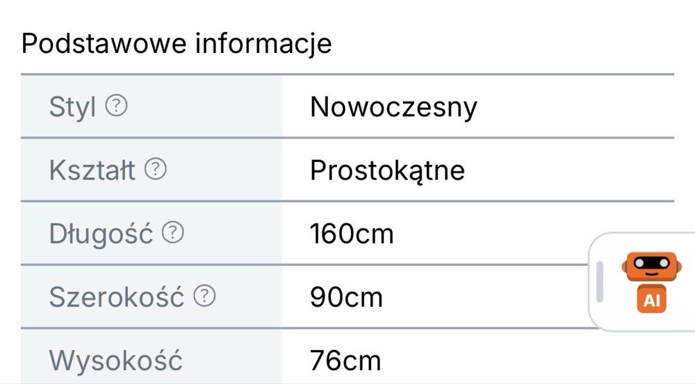 Piękny stół rozkładany Chicago z litego drewna  160x90