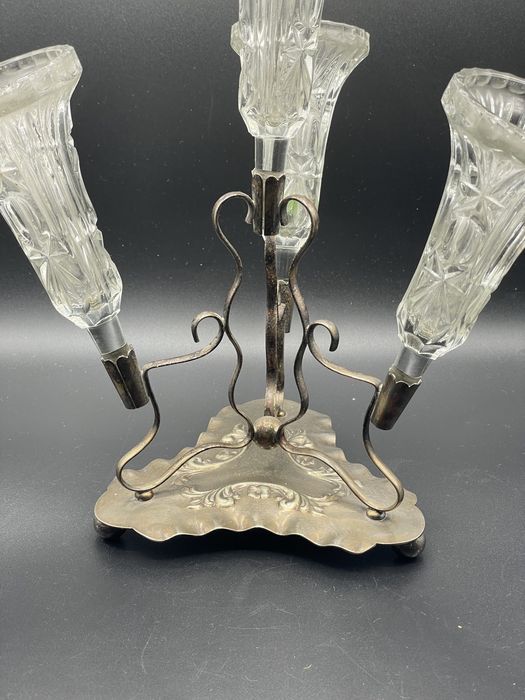 Floreira Epergne Art Nouveau casquinha inglesa