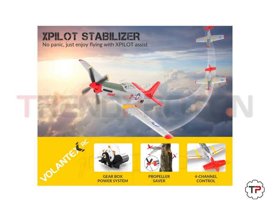 Avião Caça Mustang P-51D RC c/girocopio 6 eixos