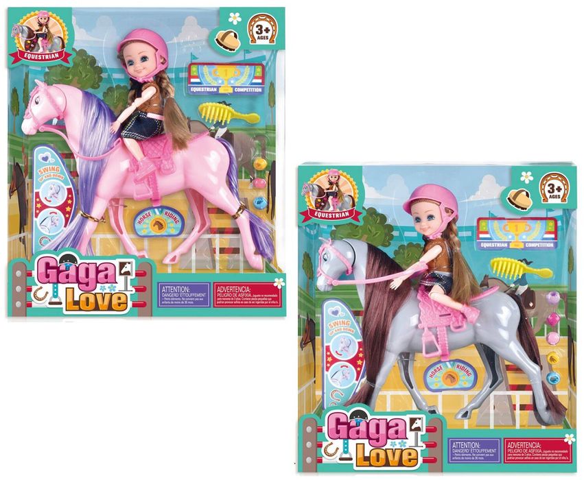 Lalka na koniu z akcesoriami