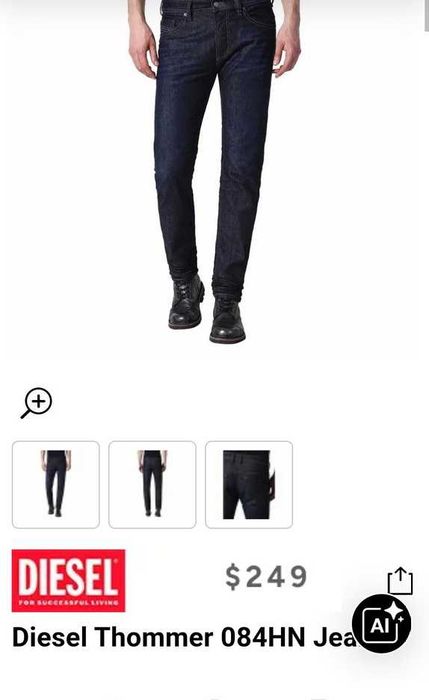 Джинсы Diesel Thommer jeans Italy W32 stretch dark blue.