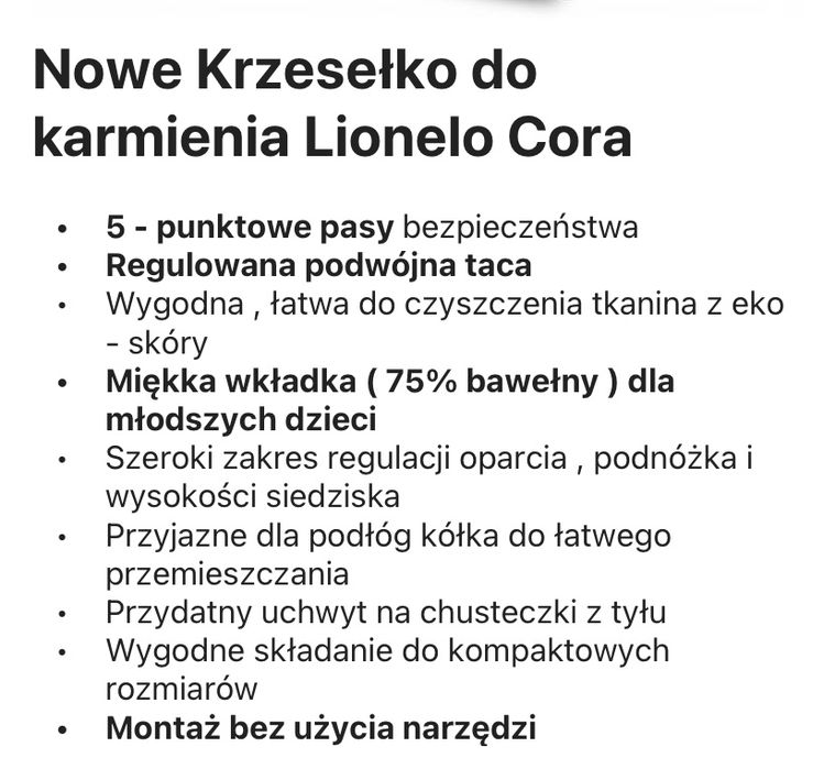 Krzesełko do karmienia 3w1 Lionelo