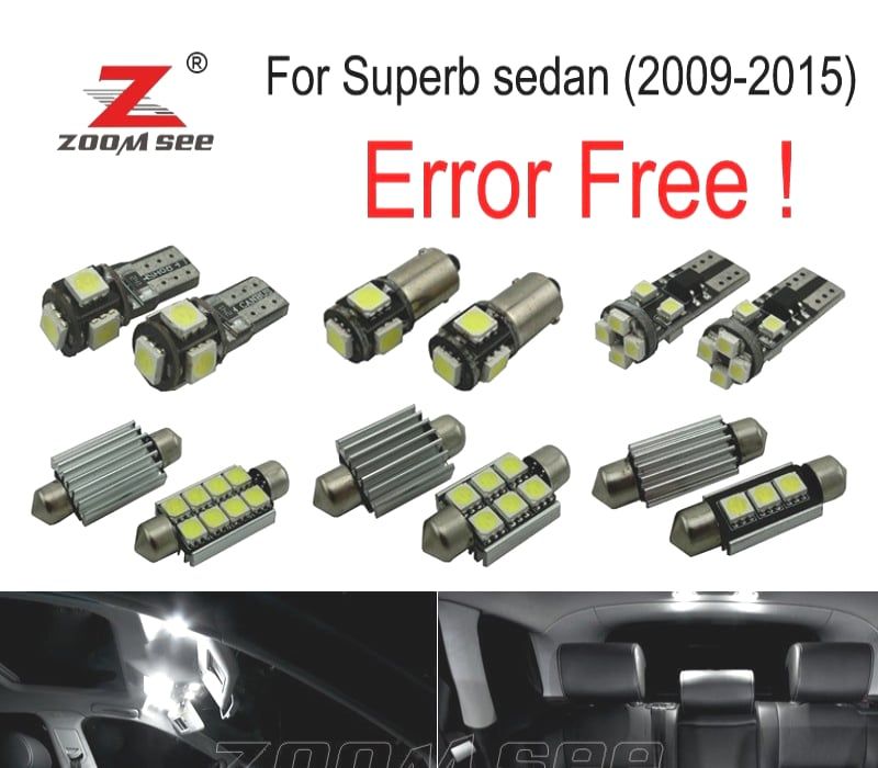 KIT COMPLETO DE 21 LÂMPADAS LED INTERIOR SKODA FABIA SEDAN MK2 MKII 3T4 09-15
