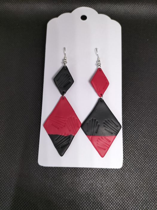 Kolczyki 2 romby z gliny polimerowej