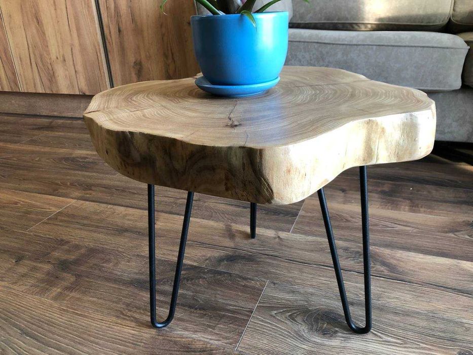 Mesa de centro de rodela de madeira.