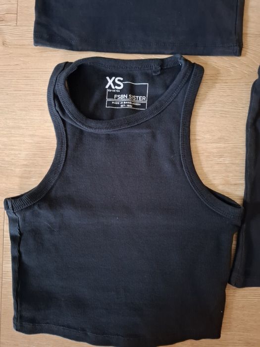 3 topy 164 XS H&M Pull&Bear czarne koszulka bawełna
