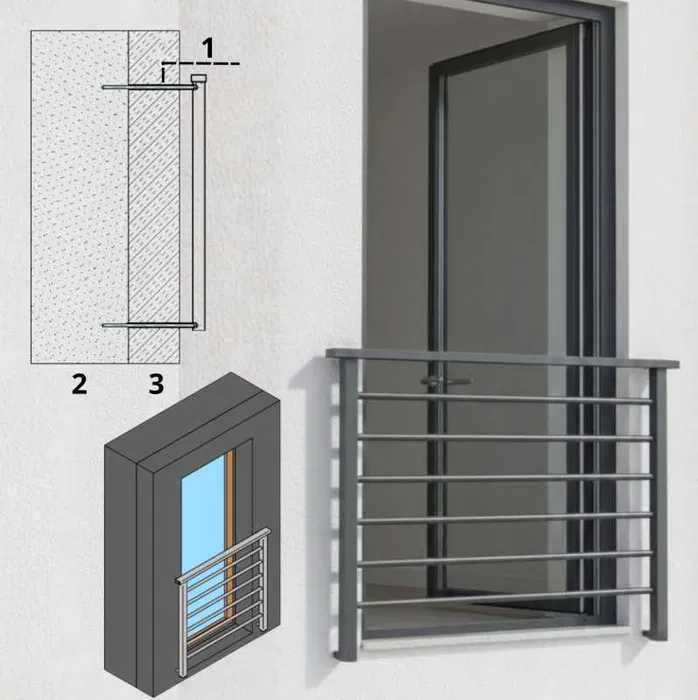 Balustrada francuska okienna aluminiowa 110 cm