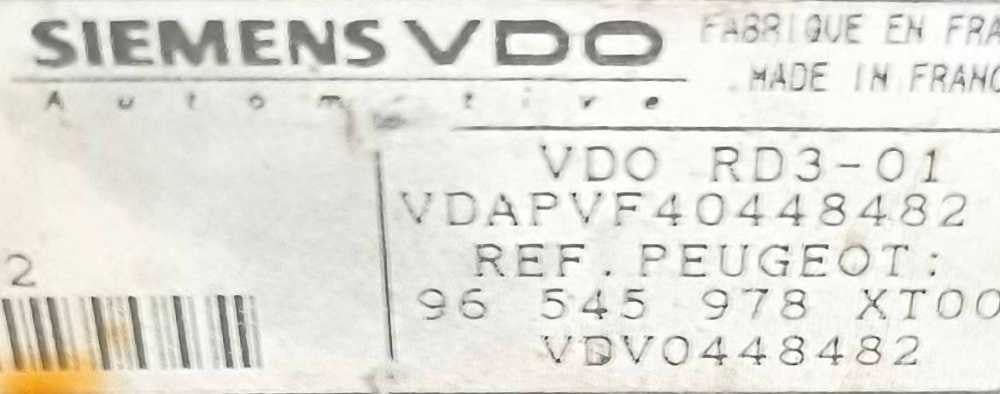 Rádio / Auto Rádio 96545978XT00 - PEUGEOT 307 Break