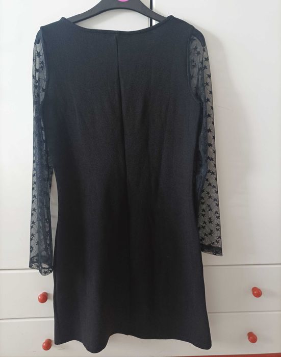 Vestido preto mulher novo com mangas transparentes